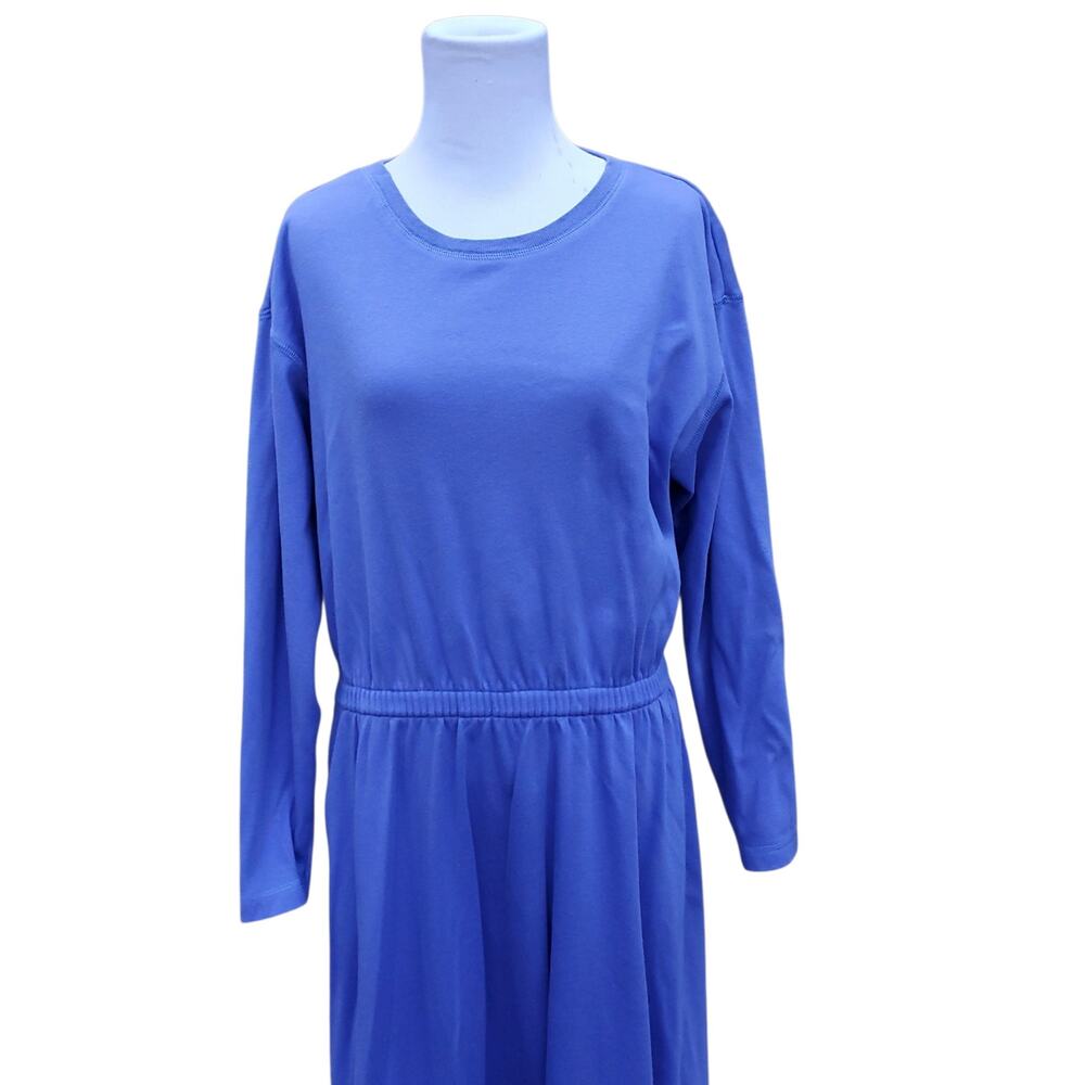 Vintage LL Bean Periwinkle Blue Purple Cotton Dress Soft Cottage Granola Cabin M - Picture 2 of 16